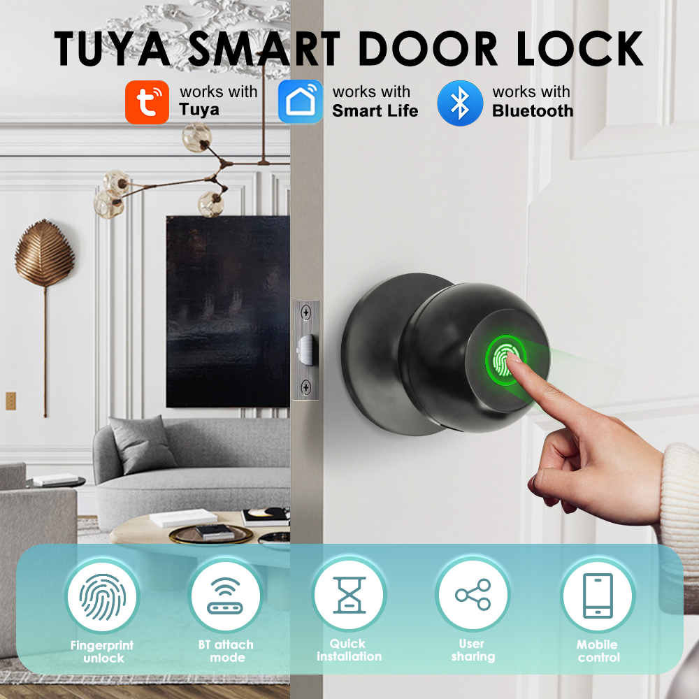 Home Security Lock System - Tuya Smart Door Locks Bluetooth Fingerprint