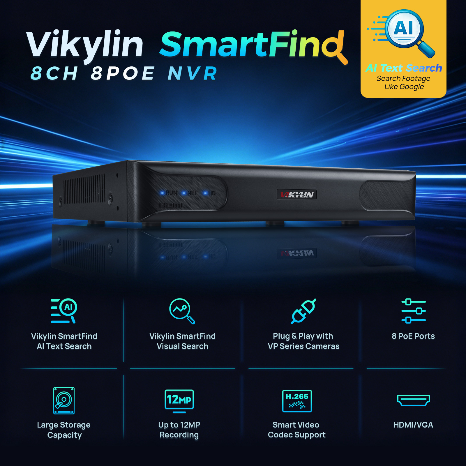 Vikylin 4K NVR UP to 12MP 8CH  - Home Security Video Systems incelemesi ve fiyatı
