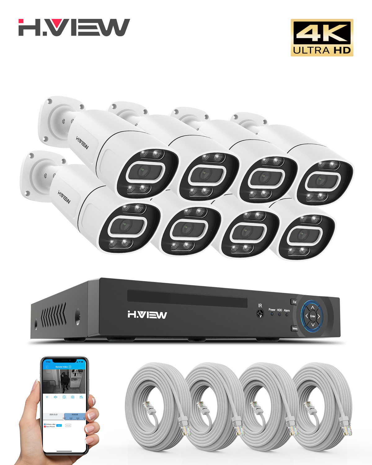 H.View 4K 5Mp 8Mp poe Cctv Sec - Home Security Video Systems incelemesi ve fiyatı
