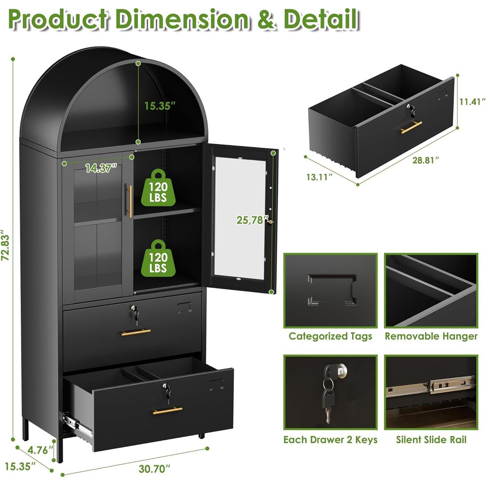 Secure Arched Metal Filing Cab - Home Security Letters incelemesi ve fiyatı